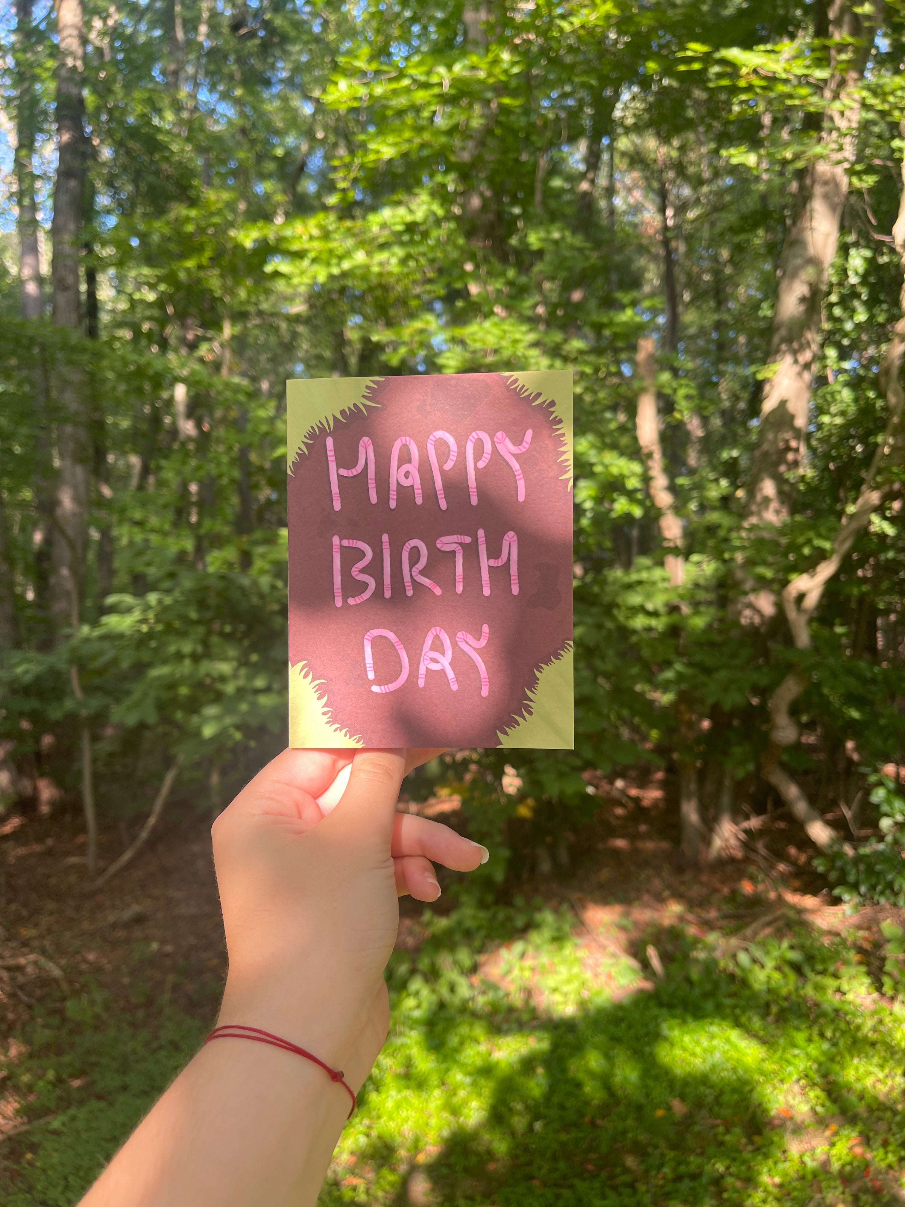 Worm Birthday Greeting Card